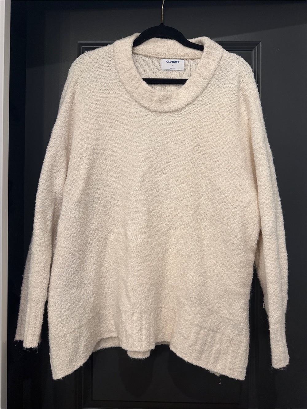Old Navy Cream Bouclé Turtleneck-Style Cozy Sweater